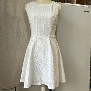 ABS platinum white sleeveless eyelet dress
